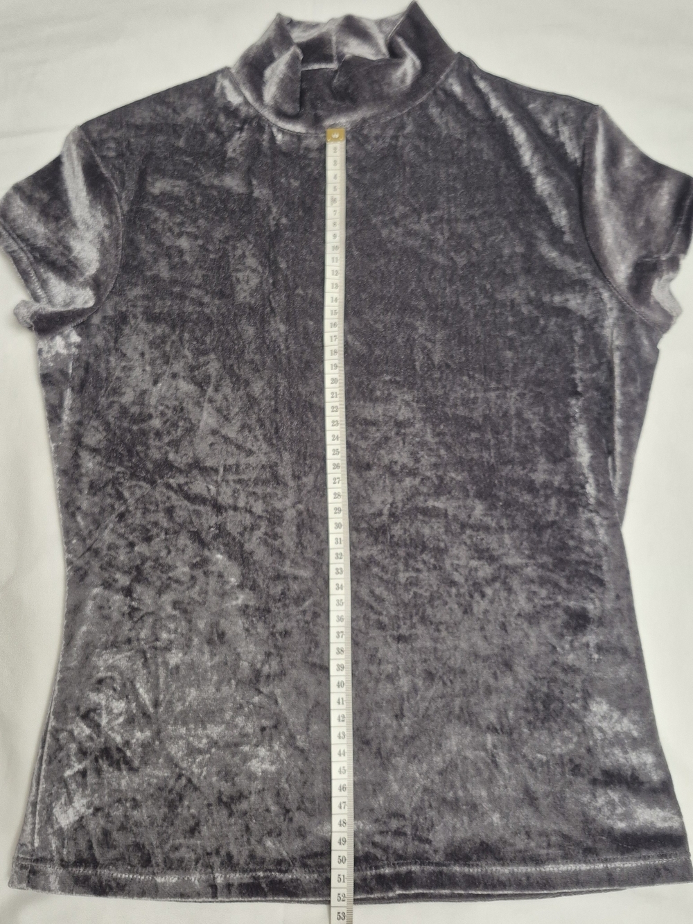 Bebe San Francisco Gray Velvet Mock Neck Top Size M